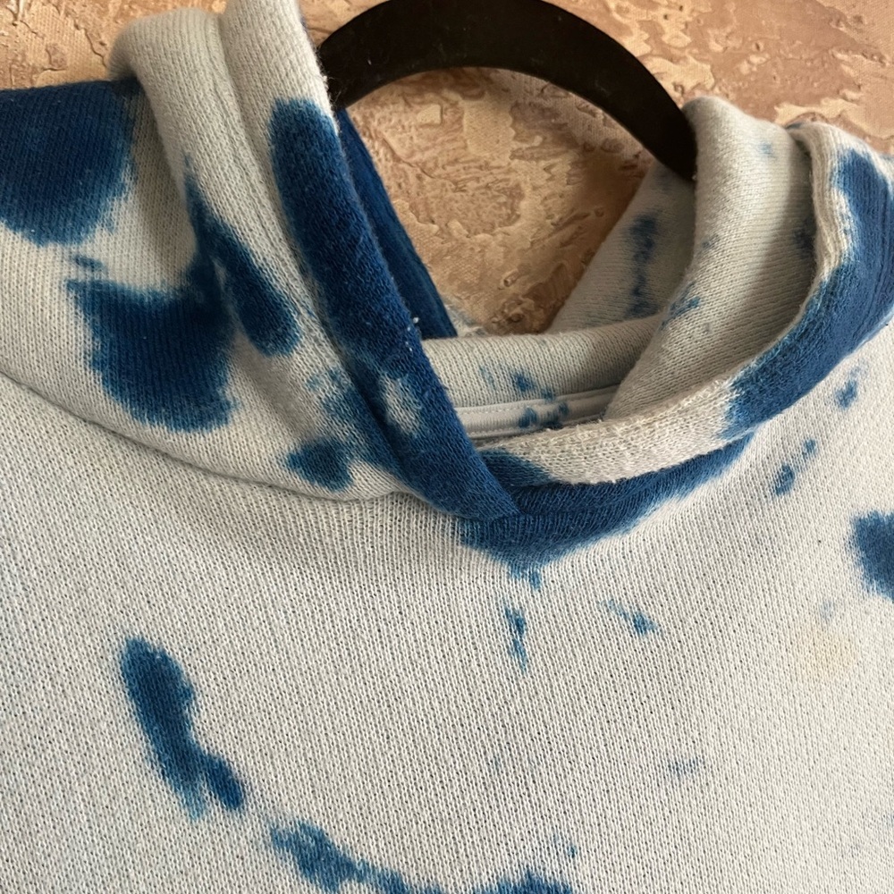 THE ELDER STATESMAN True Blue Tie-Dye Cotton & Cashmere Terry Hoodie - XL - Picture 6 of 16